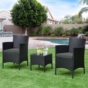 Yaheetech Argonne 2-Person Garden Lounge Set with Cushions Black/Grey 2