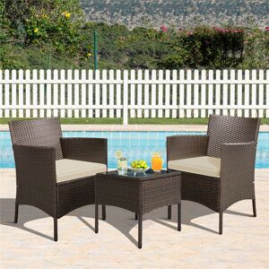 Yaheetech Argonne 2-Person Garden Lounge Set with Cushions Brown/Beige 2