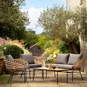 17 Stories Alsacia 4 - Person Garden Lounge Set with Cushions Black;black / natural 4