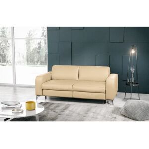 Ivy Bronx Kitt Genuine Leather 2 Seater Fold Out Sofa Beige 84cm H X 204cm W X 104cm D