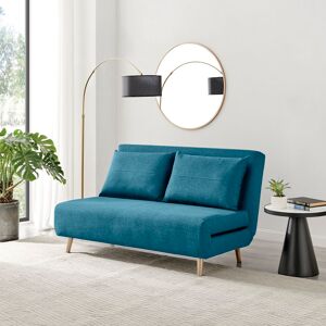 Furniture Box Brody 2 Seater Sofa Bed - Luxury Simple Modern Folding Design Blue Cotton Blend 83cm H X 140cm W X 91cm D