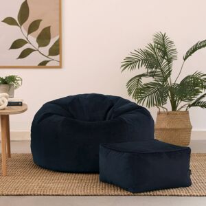 Isabelle & Max Icon Aurora Classic Velvet Bean Bag Chair & Footstool Midnight Blue