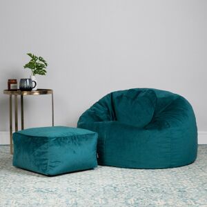 Isabelle & Max Icon Aurora Classic Velvet Bean Bag Chair & Footstool Teal Green