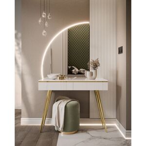 Canora Grey Avdulah Dressing Table with Mirror White;Gold;High-gloss white 80cm H X 102cm W X 44cm D