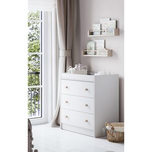 Little Acorns Florence Changing Table Dresser White & Oak 90cm H X 80cm W X 50cm D