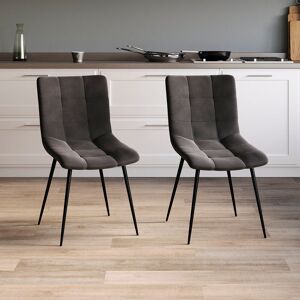Fairmont Park Dining Chairs Upholstered Velvet Fabric Seat Kitchen Dining Room Furniture, UKFR Certified Grey 85.5cm H X 46cm W X 40.5cm D
