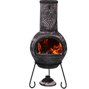 Gardeco Wulfryc Large Mexican Clay Chimenea Black 110cm H X 40cm W X 40cm D