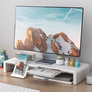 Ebern Designs Stackable Monitor Stand White 14cm H X 51.2cm W X 20cm D