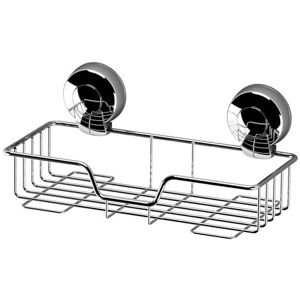 Showerdrape Suctionloc Chrome Steel Suction Wall Mounted Rectangular Basket