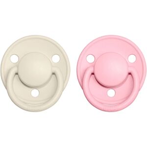 BIBS De Lux Natural Rubber Size 1: 0+ months dummy Ivory / Baby Pink 2 pc