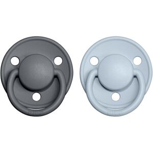 BIBS De Lux Natural Rubber Size 2: 6+ months dummy Iron / Baby Blue 2 pc