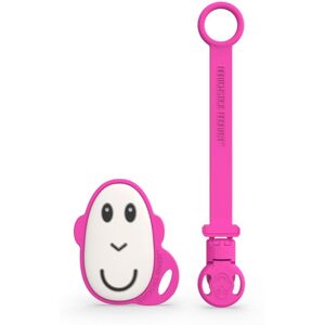 Matchstick Monkey Flat Face Teether & Soother Clip gift set for children Pink