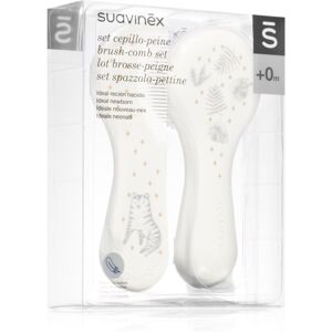 Suavinex Tigers Brush-comb Set set for children from birth Grey 2 pc