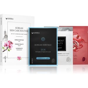 KORIKA KOREAN SKIN CARE ROUTINE SET OF 3 HYDRATING SHEET MASKS set with moisturising effect