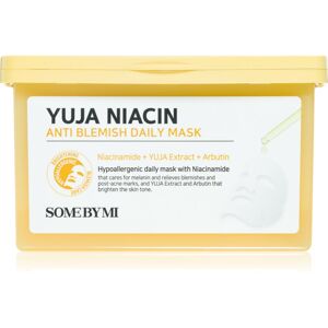 Some By Mi Yuja Niacin Anti Blemish Daily Mask brightening sheet mask to even out skin tone large pack 30 pc