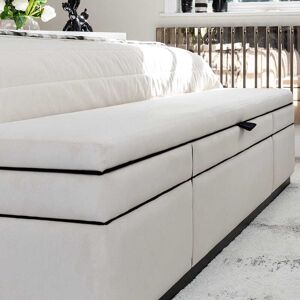 Savoy Cream and Black Luxury Piped Velvet Ottoman Box, Emperor