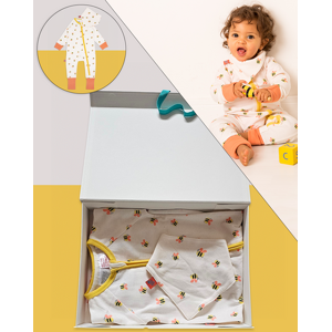Blade & Rose UK Blade & Rose Honey Bee Romper & Bib Gift Box Set 12-18 Months Neutral Clothes For Babies & Toddlers White/Yellow 12-18 Months