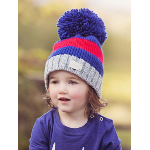 Outlet Blade & Rose Red and Blue Striped Bobble Hat Blue/Red/Grey