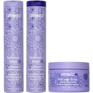 amika Bust Your Brass Shampoo 275ml, Conditioner 250ml and Mask 250ml