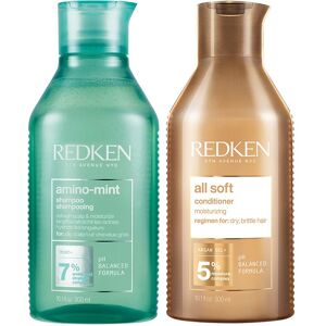Redken Amino Mint Shampoo 300ml & All Soft Conditioner 300ml Duo