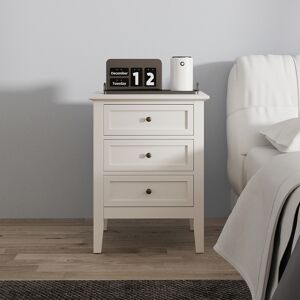 3 Drawer Bedside Table - Rowley Pale Cream Range Material: Furniture/Furniture Ranges/Rowley Range/Rowley Pale Cream Range