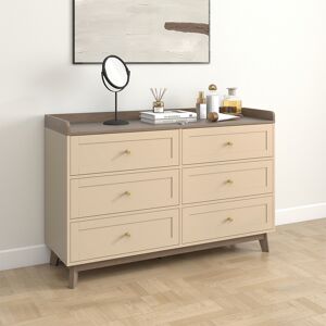 Large Cream 6 Drawer Chest of Drawers - Oswin Range Material: New Products