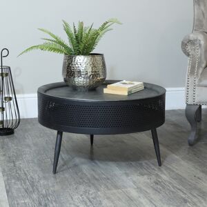 Round Grey Metal Coffee Table Material: Furniture