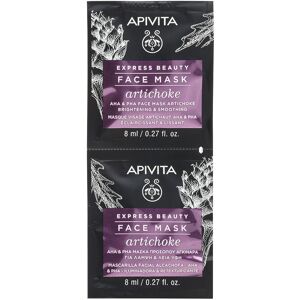 Apivita Express Beauty Mascarilla facial iluminadora y retexturizante con alcachofa, Aha y Pha 2 x 8 ml