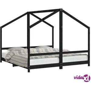 vidaXL Kids Bed Frame Black 2x(90x190) cm Solid Wood Pine