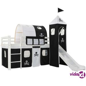 vidaXL Children's Loft Bed Frame with Slide & Ladder Pinewood 97x208 cm