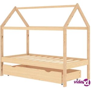 vidaXL Kids Bed Frame with a Drawer Solid Pine Wood 80x160 cm
