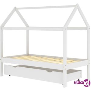 vidaXL Kids Bed Frame with a Drawer White Solid Pine Wood 80x160 cm