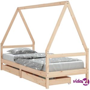 vidaXL Kids Bed Frame with Drawers 80x200 cm Solid Wood Pine