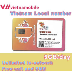 NONE Vietnam Vietnamobile Sim / eSIM Prepaid Sim Card；5GB Per Day & FREE CALL & SMS；Vietnam Phone Number Can To Register Local APP；
