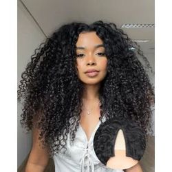 Homgoss Natural Color Human Hair V Part Wig 200 Density Brazilian Hair No Leave Out V Shape Wig 28 Inch Curly Wave Hair Upgrade U Part Glueless Wig
