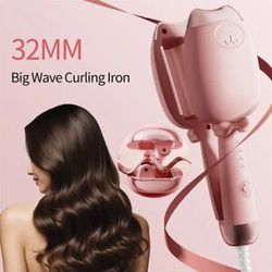minhuang 32mm Deep Wave Hair Curler - 4-Temperature Anti-Scald Wave Iron Styler with Wave-Shaped Plates for Natural Curls Fast Heating