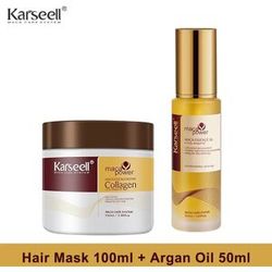 Karseell Collagen Hair Treatment Deep Repair Conditioning Hair Mask 100ml + Argan Oil Hair Serum for Dry Damaged Hair