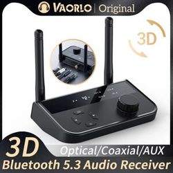 VAORLO 3D Stereo Bluetooth 5.3 Audio Receiver Optical/Coaxial/3.5mm AUX Analog Digital Signal Output Wirelss Adapter For Car Speaker