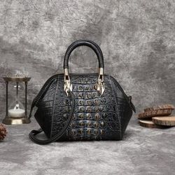 Nesitu Quality Red Black Brown Crocodile Pattern Cowhide Genuine Leather Women Handbag Shoulder Messenger Bag Phone Purse M228