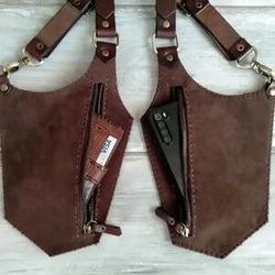 NONE Vintage Leather Underarm Bag for Men Adjustable Zipper Outdoor Phone Shoulder Bag Multifunctional
