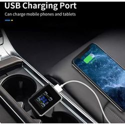 NONE 12V Car TPMS Cigar Lighter Adapter 4 Sensors Cordless Tire Pressure Monitoring System With USB Charger Port Digital Voltmeter