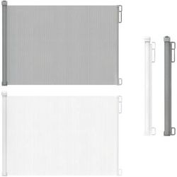 NONE 130CM Retractable Dog Gate,Adjustable,for Stairs/Doorways/Kitchen, Portable Safety Gate with Double Locking System,White