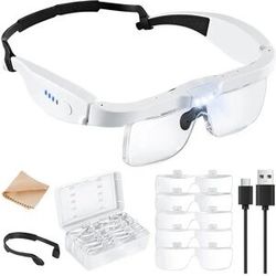 NONE FYBL-Headset Magnifying Glasses With 5 Lenses(0.75-4.0X), Magnifying Glass With Light And 3 LED Lights