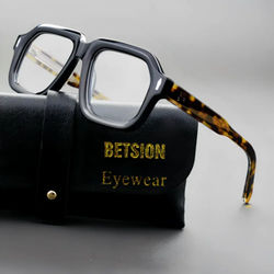 BETSION Retro Oversized Square Eyeglasses Frames Hip-Hop Style Big Face Thick Acetate Men Women Fashion Spectacles 24058A