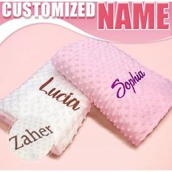 NONE Personalized Baby First Name Cover Kids Custom Blanket Newborn Boy Girl Birthday Gift Swaddle Bed Toddler Stroller Crib Blanket