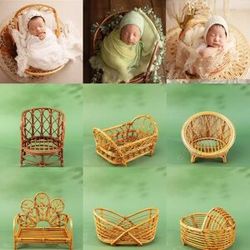NONE Newborn Photography Chair Bed Retro Basket Baby photography props Container Infant Pose Shooting Studio Accessories