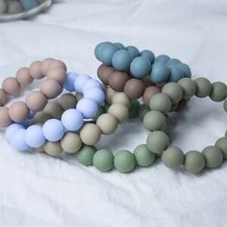 Teeny Teeth 100 PCS 12-15 MM Round Silicone Beads Teething Nursing Pacifier Chain Sandy Colors Beads Food Grade BPA Free Perles Baby Teether