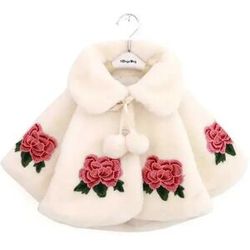 NONE Baby Girl Cloak Outerwear Spring Autumn Infant Cape Jumpers Mantle Imitation Fur Toddler Children Cardigan Poncho Clothes