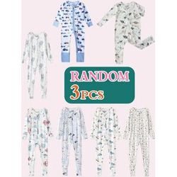 NONE Three-piece fashion baby romper set, featuring a randomly selected bamboo fibre romper, suitable for ages 0-24 months.