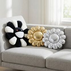 MINISO Cute Flower Plush Cushion Aesthetic Rainbow Floral Stuffed Pillow Sofa Decorative Pillow Office Back Stuffed Cushion Decor Gift